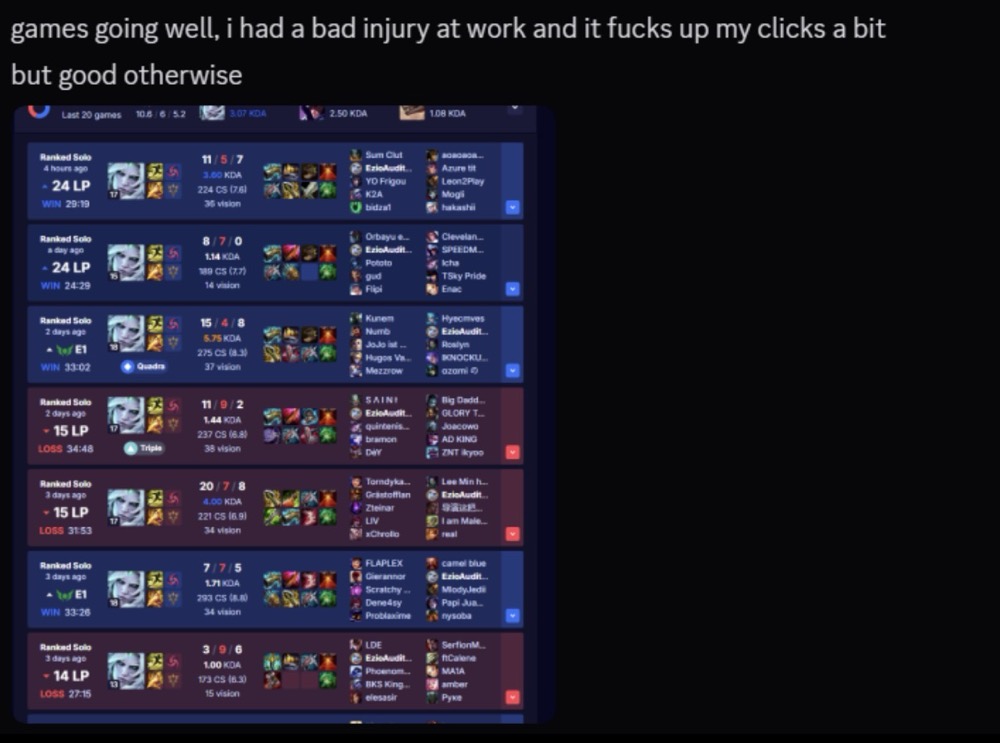 Discord testimonial: games going well, climbing steadily